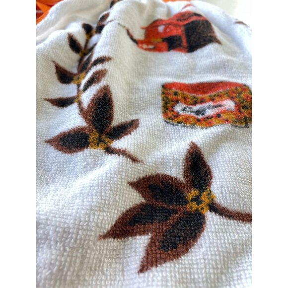 Vintage 1970s half apron, orange baking cooking terry cloth apron - Picture 8 of 9